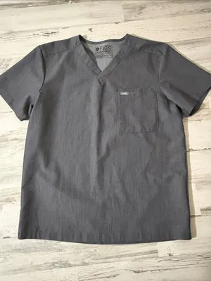 Figs Gray V-Neck Scrub Top & Pants with Green Drawstrings Size Medium thumbnail 6