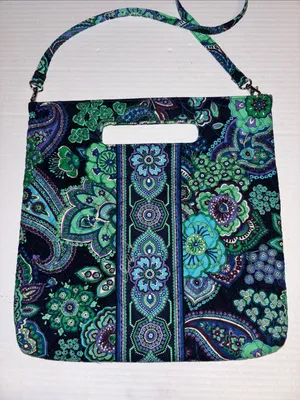 Vera Bradley Blue Rhapsody Cotton Tote Paisley Floral Design Handle And Strap thumbnail 2