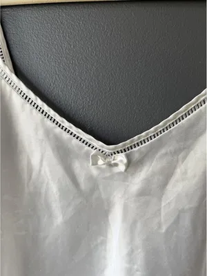 Ivory Satin Lace Trim Slip Dress with Bow Detail thumbnail 2
