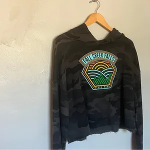 Fall Creek Falls State Park Tenesse Camo Cropped Hoodie Sweatshirt Black Large thumbnail 6