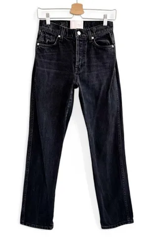 Revice Black Wash High Rise Button Fly Straight Leg Jeans Size 26 thumbnail 1