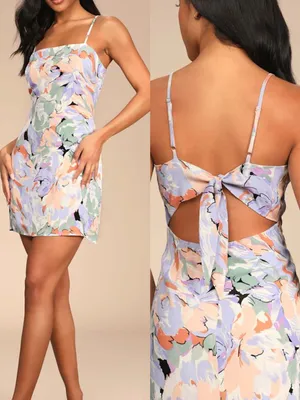 Lulu’s Impressions of Love Multi Floral Print Tie-Back Mini Dress NWT Small thumbnail 2