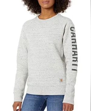 Carhartt Relaxed Fit Women’s Crewneck Sweatshirt Gray Logo Small thumbnail 5