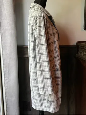 MELLODAY Black & Off White Plaid Open-Front cardigan thumbnail 4