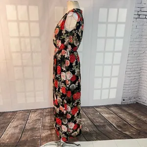 Disney beauty & the beast black red floral sleeveless maxi size medium thumbnail 7