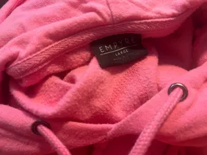 Empyre Pink Hoodie Large NEVER MIND Tonal Embroidered Oversized Skater Grunge thumbnail 3