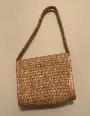 Woven Rattan Envelope Shoulder Bag Tan thumbnail 5