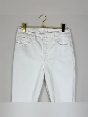 Good American Good Straight High Rise Raw Hem White Jeans Size 4/27‎ thumbnail 5