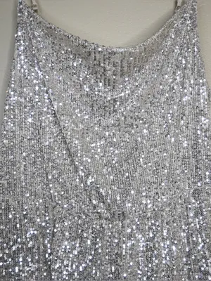 SO Women's XL Cowl Neck Spaghetti Strap House Party Sequin Dress NEW thumbnail 6
