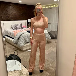 Showpo Sequin Women's Bandeau Two Piece Set in Rose Gold thumbnail 2