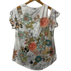 Gaze Women’s Floral Cold‎ Shoulder Top Size Large thumbnail 6