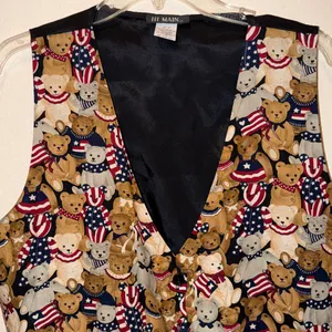Vintage 80s 90s Patriotic Teddy Bear Vest thumbnail 5