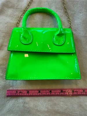 Neon Green Mini Crossbody Bag with Gold Chain thumbnail 5