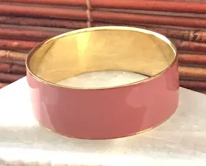 J Crew Bangle Bracelet Mauve Enameled Gold Tone thumbnail 1