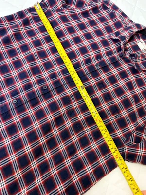 H&M LOGG Plaid Flannel Shirt Womens 6 Red Blue Buffalo Check Grunge Casual Top thumbnail 6