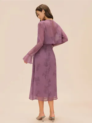 Rihoas 2 pieces Purple Floral Ruched Slip Midi Dress thumbnail 6