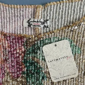 NWT Free People Intimately Gold Rush Champagne Combo Printed‎ Sequin Long Sleeve thumbnail 6