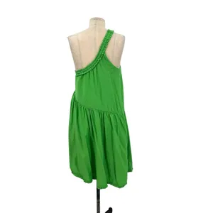 Anthropologie Ruffled One-Shoulder‎ Mini Dress Sleeveless Flowy Green Size Small thumbnail 7