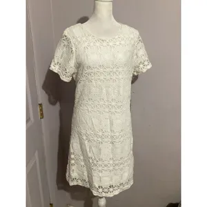 Lulu’s Love You For Eternity Off White Floral Lace Shift Short Sleeve Mini Dress thumbnail 2
