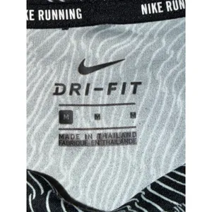 Nike Womens Dri-FIT Running Shirt Black White Wavy Graphic Tee Medium thumbnail 4