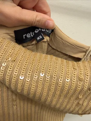 Retrofete SLATER SEQUIN KNIT DRESS Tan Size XS thumbnail 3