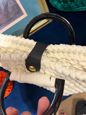 Ivory white Crochet hand bag thumbnail 4