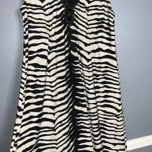 Chico’s Brown & Cream Zebra Sleeveless V Neck Bejeweled Maxi Stretchy Dress L thumbnail 7