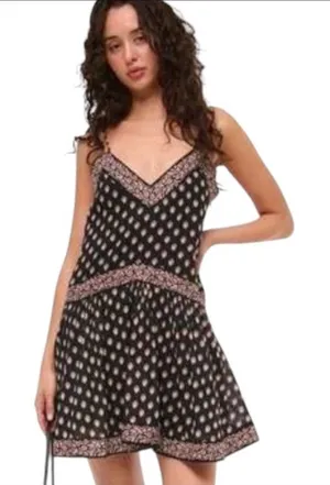 NWT Abercrombie & Fitch V-Neck Sleeveless Mini Skort Dress Black & Pink Small T thumbnail 1