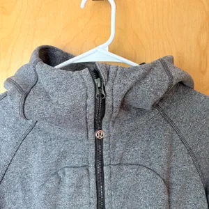 Lululemon Scuba Full Zip Hoodie Womens 4‎ Heathered Grey Fleece Thumbholes thumbnail 4
