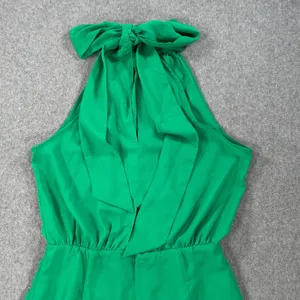 DO+BE High Neck Swing Mini Dress Size Large Green Sleeveless Bow Gathered Waist thumbnail 10