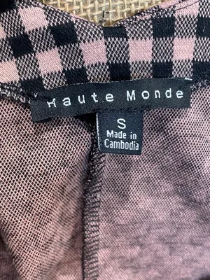 Haute Monde Pink and Black Gingham Sweetheart Neck Crop Top thumbnail 3