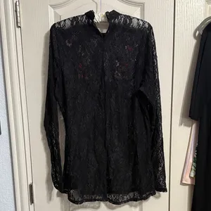 Lane Bryant Black Sheer Lace‎ Long Sleeve Floral Embroidery Western Whimsigoth thumbnail 3