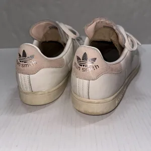 Adidas Stan Smith Shoes Womens Size 10.5 White Pink Leather Tennis‎ Sneakers thumbnail 4