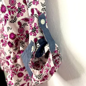 Tommy Hilfiger Women’s Pink Floral Cotton Buttoned Shirt Sz L Cottage Y2K Preppy thumbnail 6