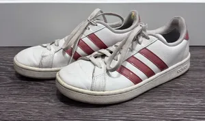 Adidas White Sneakers w/Pink Stripes thumbnail 1
