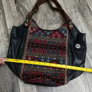 The Sak Indio Tribal Bohemian Embroidered Leather Hobo Bag thumbnail 3