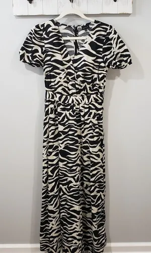 Who What Wear Zebra Print Cutout Maxi Dress XS thumbnail 1