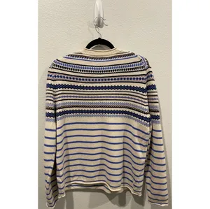 Fair Isle Nordic Blue Black Wool Sweater thumbnail 3