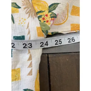 Bunulu Lemon Fruit Print Button Down Shirt Womens Size L Yellow Tropical Rayon thumbnail 7
