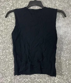 Carducci Black Ribbed Sleeveless Shell Top - Size Large - Cable Knit Accent thumbnail 5