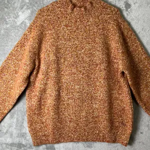 J.W. Anderson Uniqlo Cozy Marled Orange Mock Neck Knit Sweater Wool Oversized LG thumbnail 2