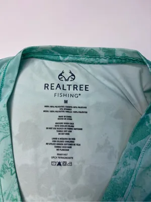 Realtree Fishing WAV3 Teal Water Performance Long Sleeve Shirt UPF Sun Protect thumbnail 3