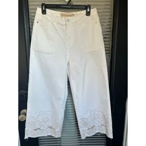 Soft Surroundings The Ultimate Wide Leg Crop Jeans Embroidered Ivory 6 thumbnail 4