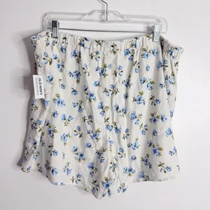 NWT Old Navy High-Waisted Linen-Blend Mini Skort White Blue XL Cottagecore‎ thumbnail 3