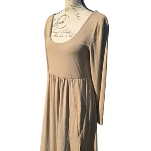 A New Day NWT Womens Tan Long Sleeve Scoop Neck‎ Empire Waist Midi Dress Medium thumbnail 4