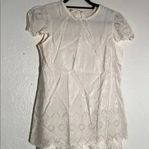 Vintage 80’s Bone White‎ Lace Dress Sise S/M thumbnail 4