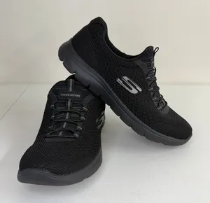 Skechers women's solid black pull on memory‎ foam sneakers work shoes active 8 thumbnail 1
