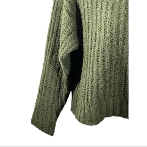 American Eagle Dark Green Chunky Knit Sweater | Small | Cropped Oversized Fit thumbnail 3