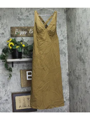 NWT A New Day Sleeveless Adjustable Strap Open Back Maxi Dress Olive Brown XS thumbnail 2