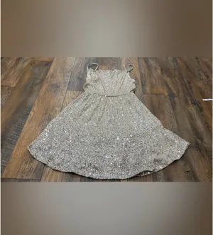 SO Party Dress Champagne Sequins Spaghetti Strap, Size Medium, Dance Cocktail thumbnail 7